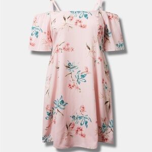 Torrid Pink Floral Cold Shoulder Dress NWT 12